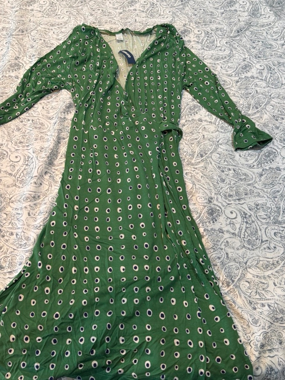 Old Navy Green Printed Wrap Maxi Dress